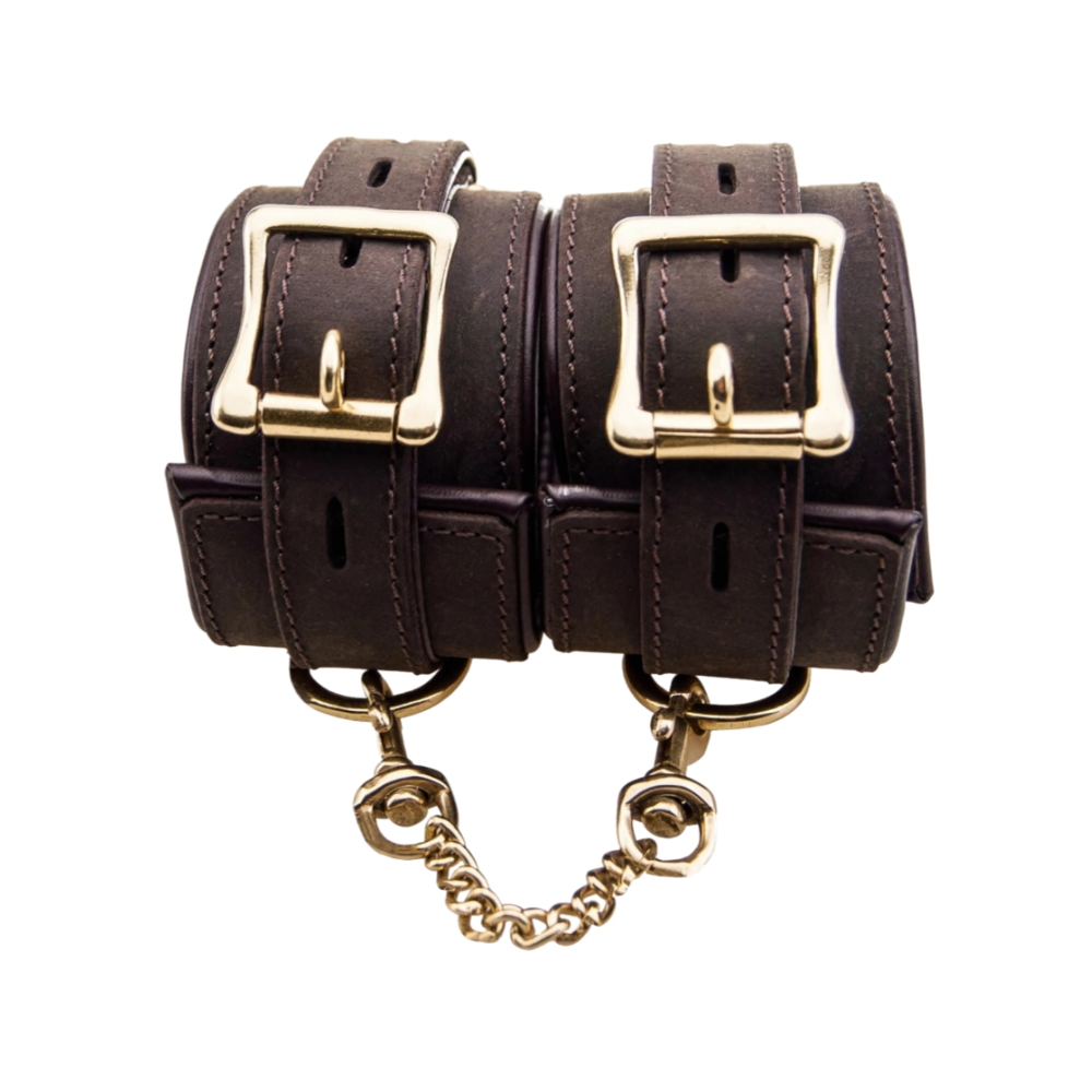BOUND Nubuck Leather Wrist Restraints, shown from the back