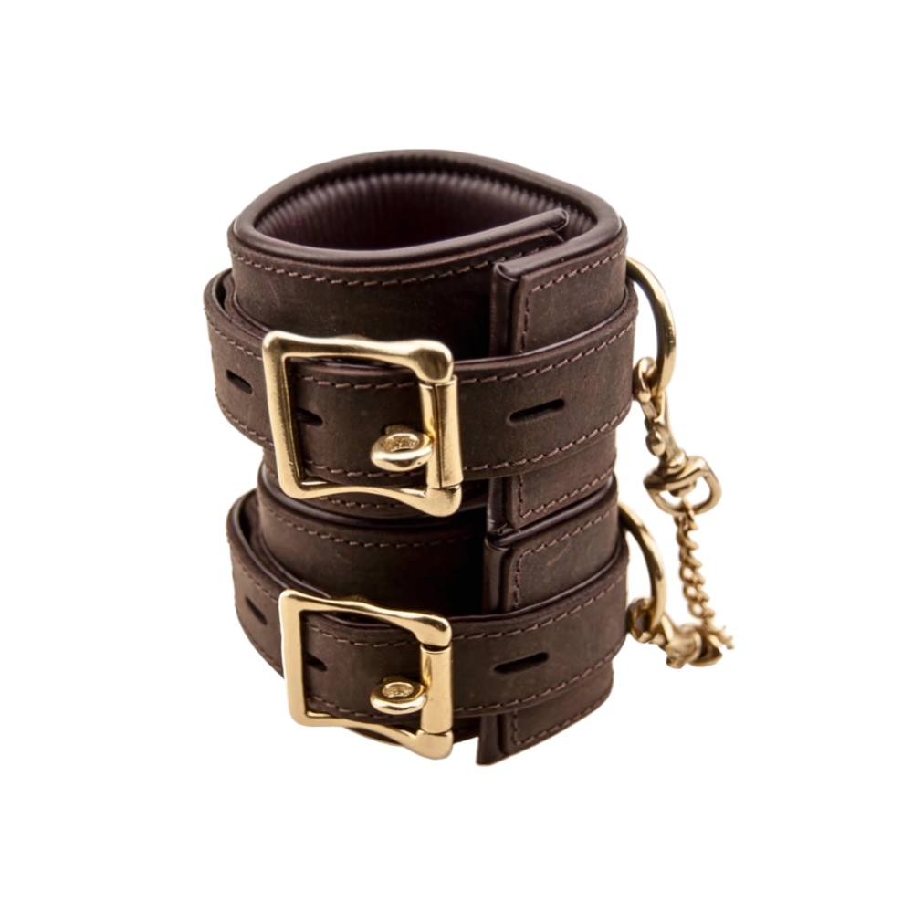 BOUND Nubuck Leather Wrist Restraints, shown from the side