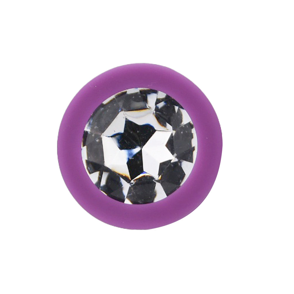 Loving Joy Jewelled Silicone Butt Plug Purple -Small, in silicone, shown from the back