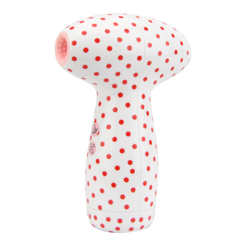 Loving Joy 2 in 1 Suction Vibrator Polka Dot, Compact dual-function vibrator with a polka dot pattern and soft silicone suct…