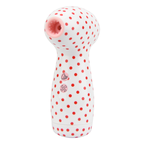 Loving Joy 2 in 1 Suction Vibrator Polka Dot, Compact dual-function vibrator with a polka dot pattern and soft silicone suct…