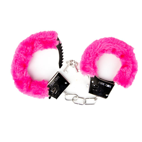 Loving Joy Furry Handcuffs Pink, shown from the back