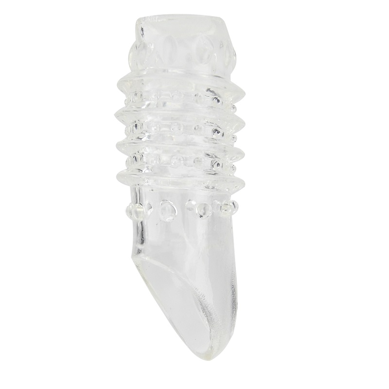 Rev-Sleeves Textured Penis Sleeve with Ball Loop, shown from the side