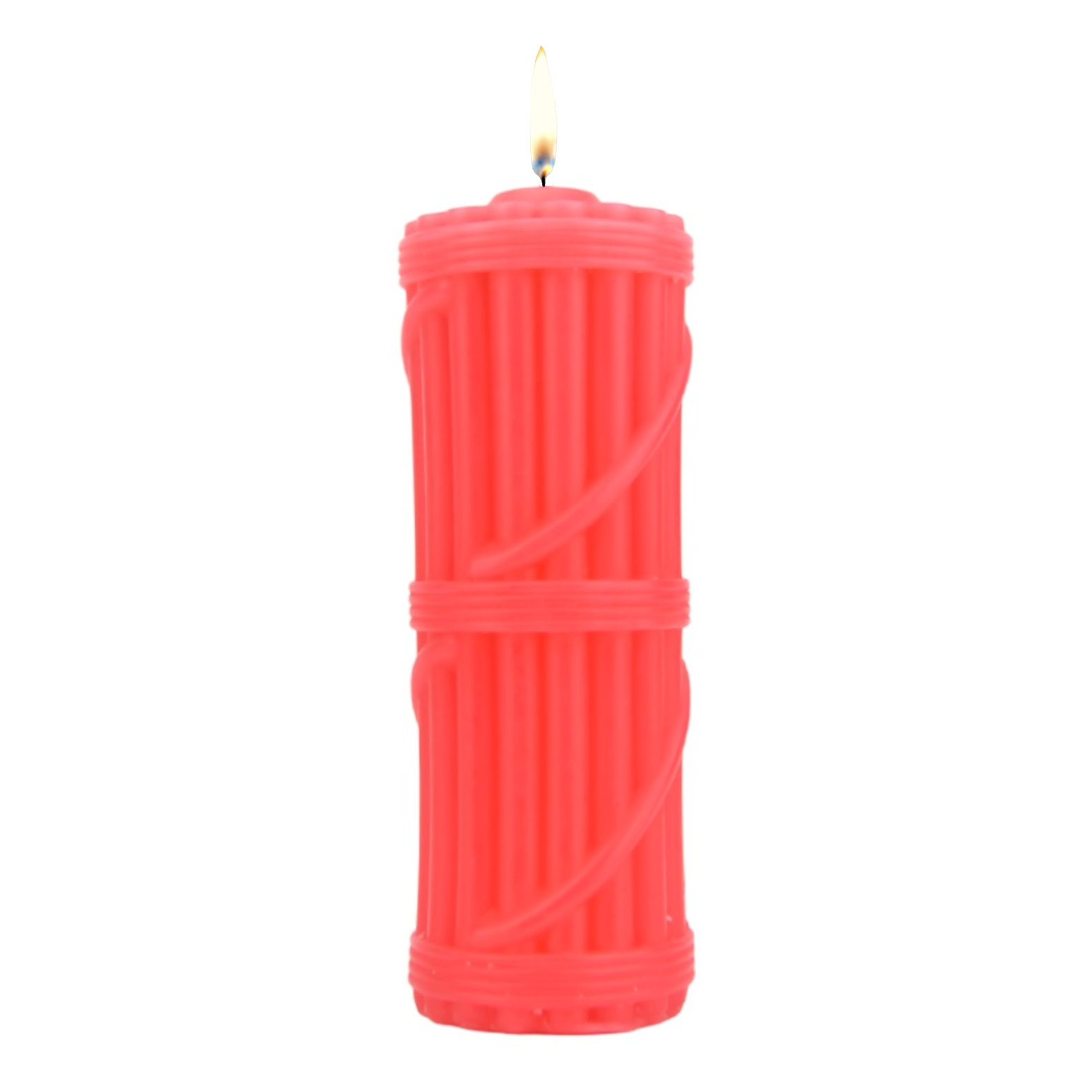 Bound to Play. Hot Wax Candle Red, Red pillar candle for wax play, 12 cm tall with a single wick