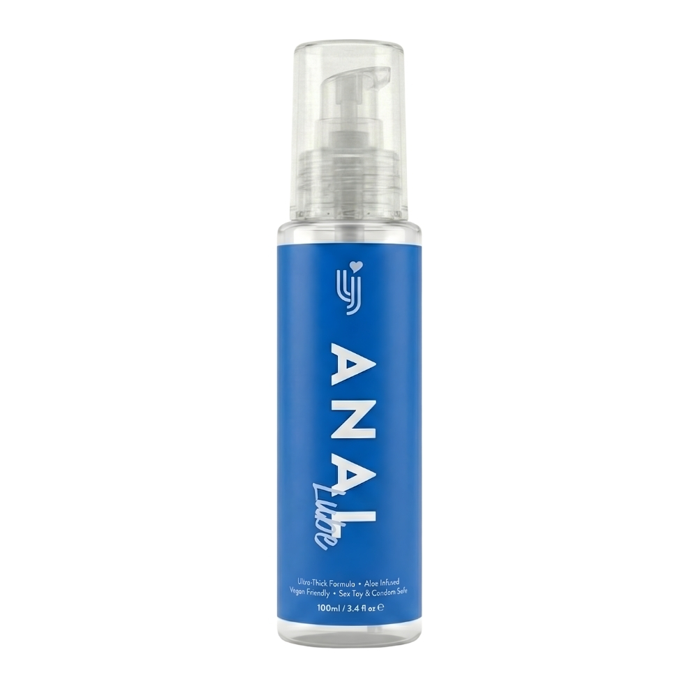 Loving Joy Aloe Infused Anal Lubricant 100ml, White 100ml bottle of aloe infused water-based anal lubricant with flip cap