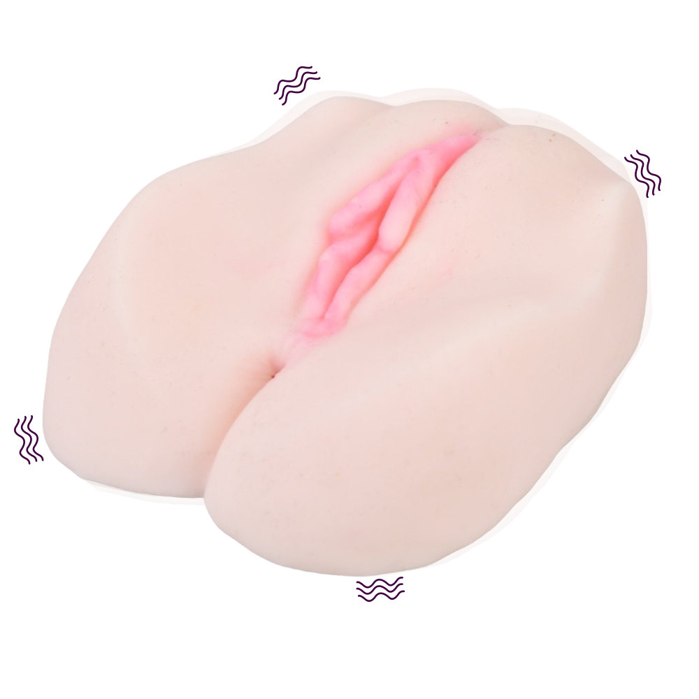 Loving Joy Kylie Vibrating Pussy and Ass Male Masturbator, Dual-entry male masturbator with vaginal and rear openings and a…