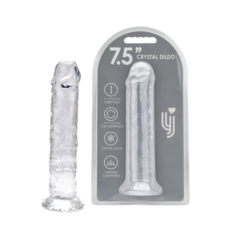 Loving Joy 7.5 Inch Suction Cup Dildo Clear, Clear transparent realistic dildo with contoured shaft and a round suction cup…