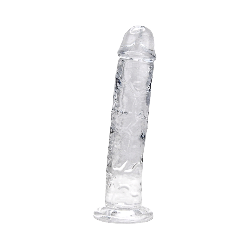 Loving Joy 9.5 Inch Suction Cup Dildo Clear, Clear transparent realistically shaped dildo with a flat round suction cup base