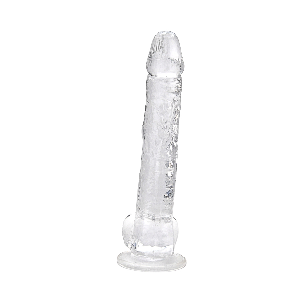 Loving Joy 11 Inch Dildo with Balls Clear, Large transparent realistic dildo with sculpted shaft, balls and a round suction…