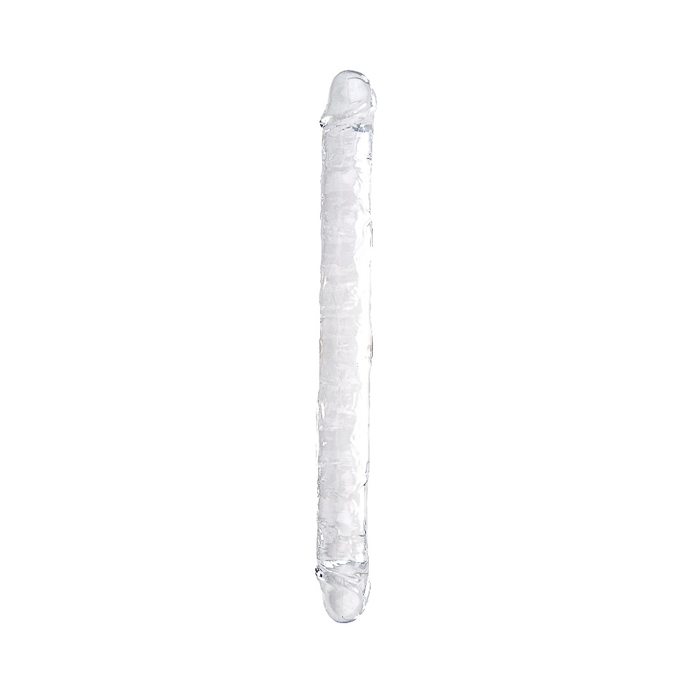 Loving Joy 18 Inch Double Ended Dildo Clear, Long transparent double-ended dildo with a smooth clear finish and a usable tip…