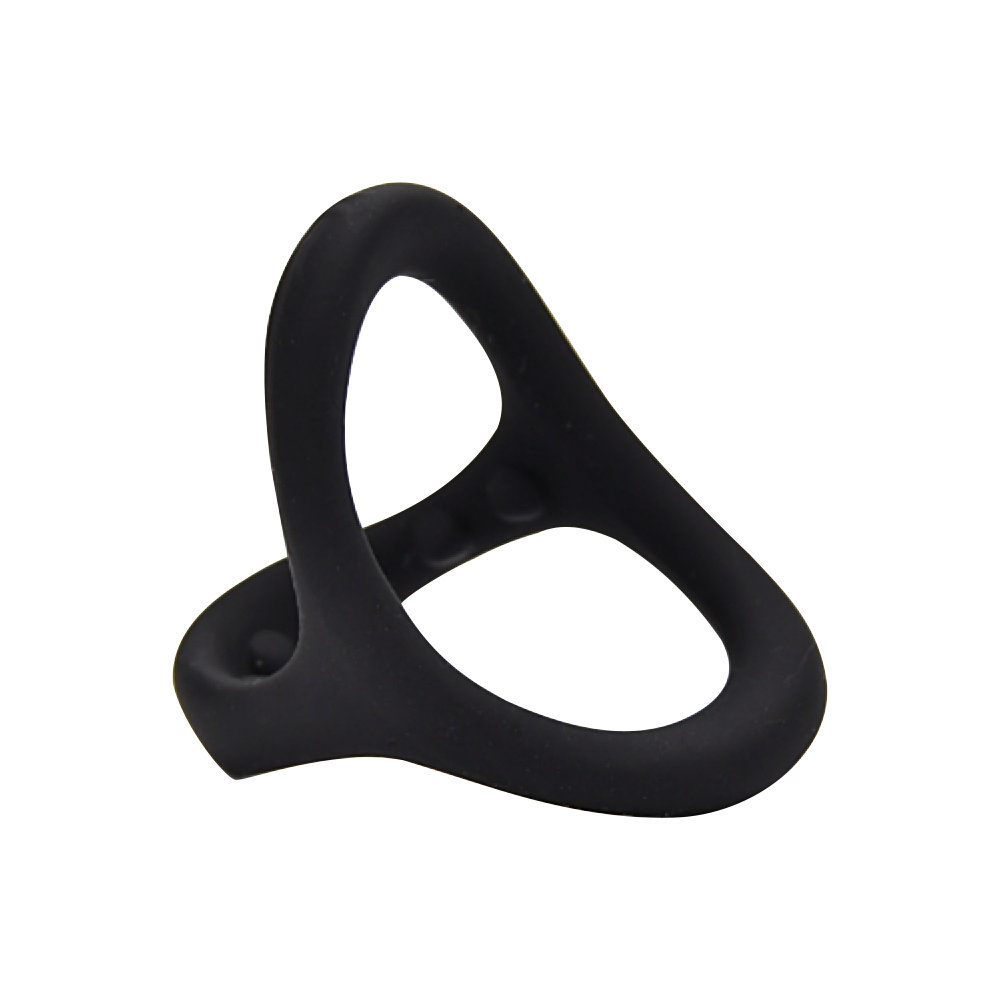Loving Joy Silicone Triple Cock Ring, Soft silicone triple-loop cock and ball ring with three connected stretchy rings
