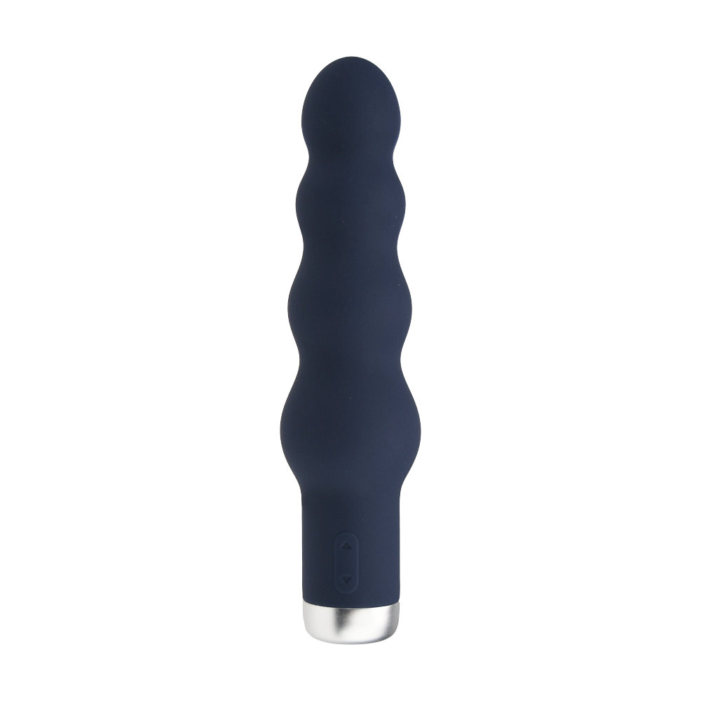 Nauti Silicone Ribbed Vibrator, Ribbed silicone vibrator with a textured shaft and tapered insertable tip