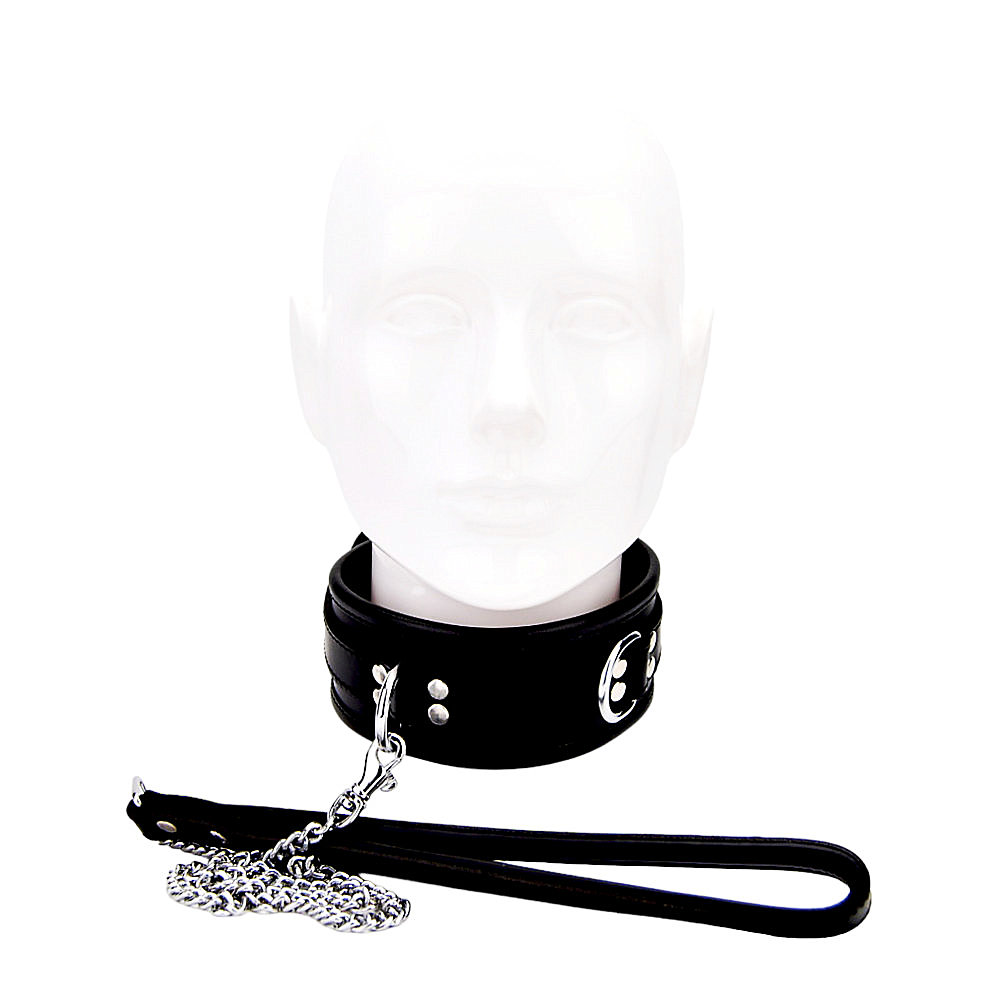 BOUND Leather Collar, Black padded nubuck leather collar with silver-tone buckle, three D-rings and adjustable s
