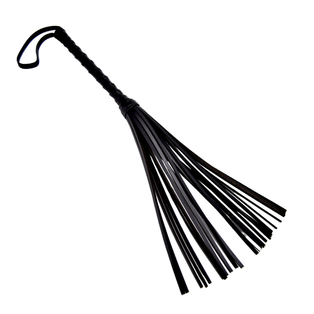 BOUND Leather Flogger, Leather flogger with wrapped handle, wrist loop and 24 flat thick falls
