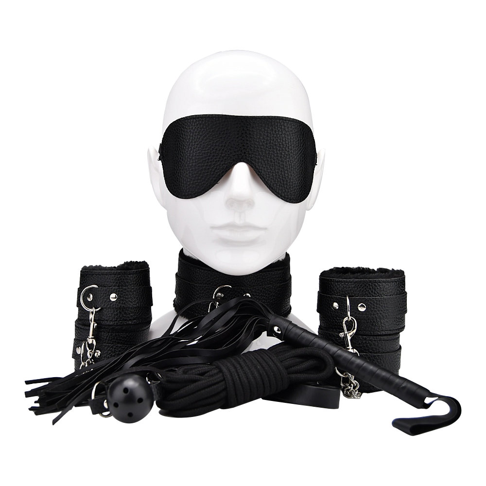 Bound to Play Beginner's Bondage Kit Black (8 Piece), in pu