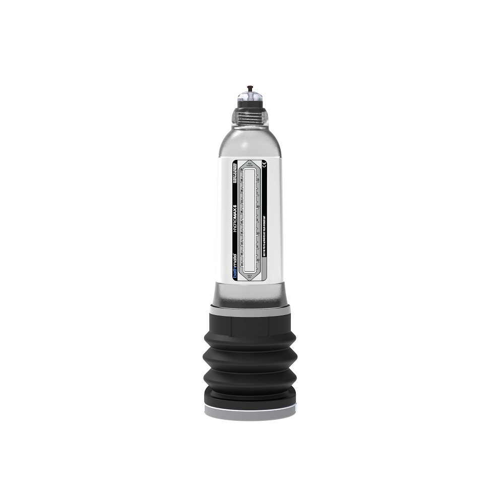 Bathmate Hydromax 8 Penis Pump Clear, in plastic, shown from the back