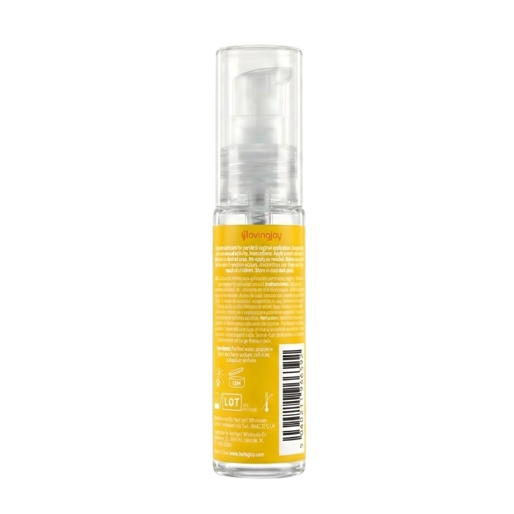 Loving Joy Mango Flavoured Lubricant 30ml, shown from the back