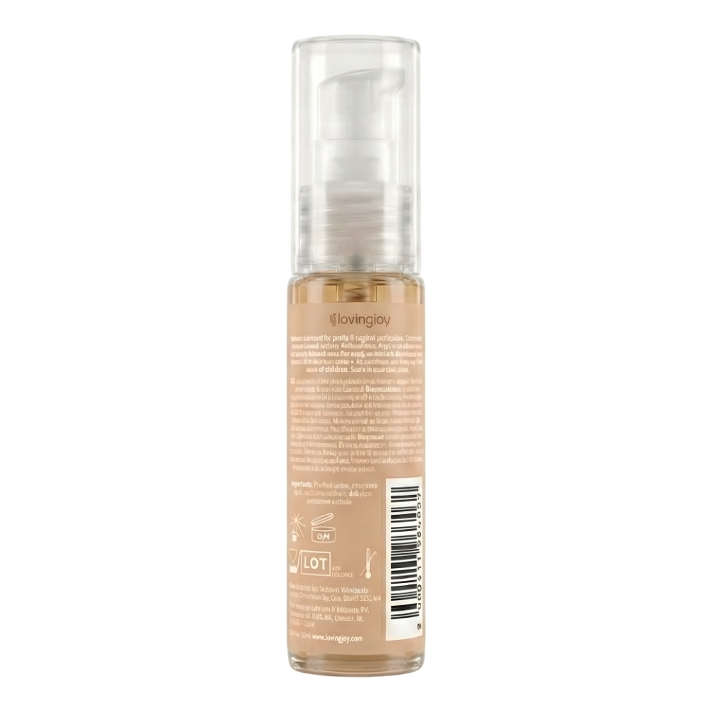 Loving Joy Chocolate Flavoured Lubricant 30ml, shown from the back