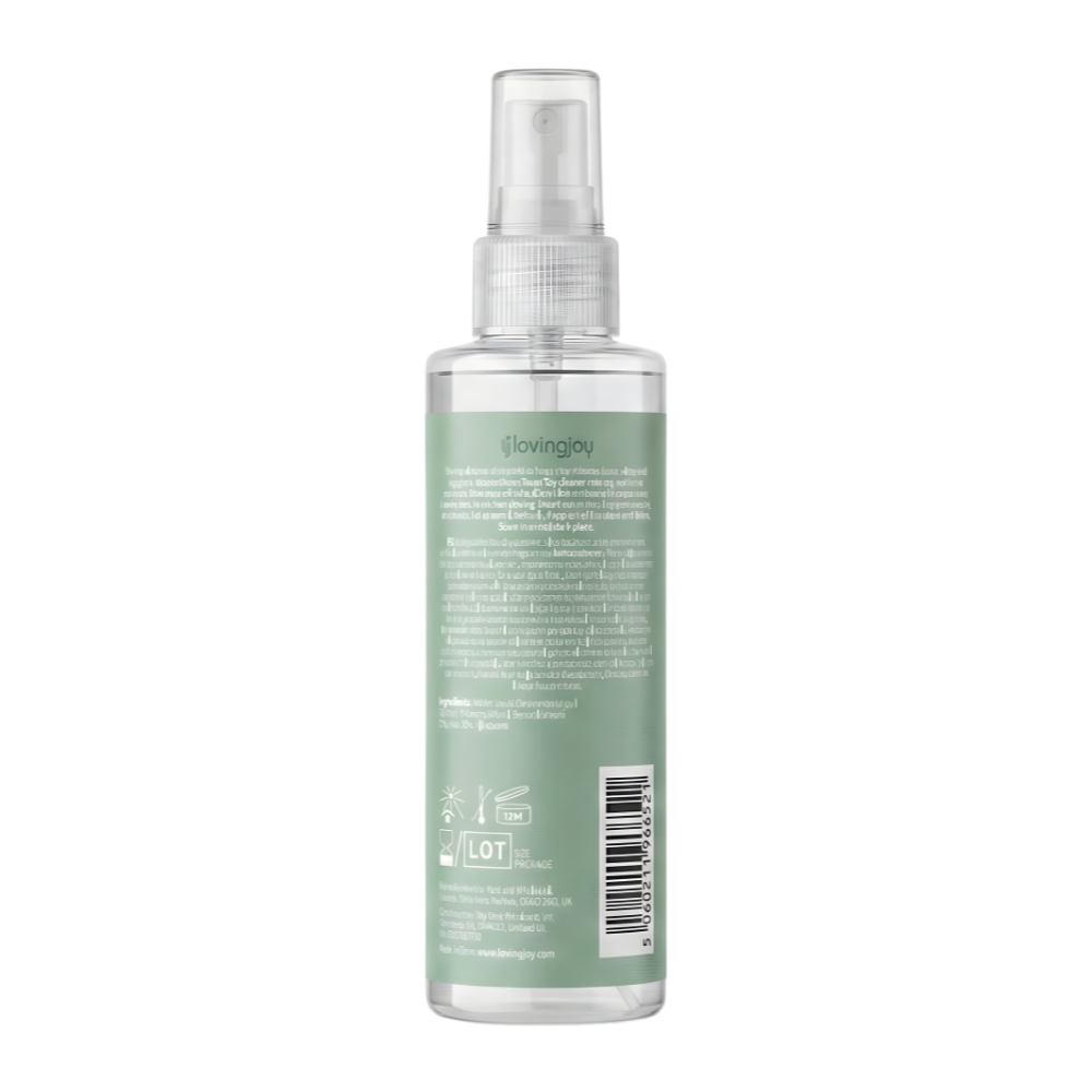 Loving Joy Cleanse Sex Toy Cleaner 100ml, shown from the back