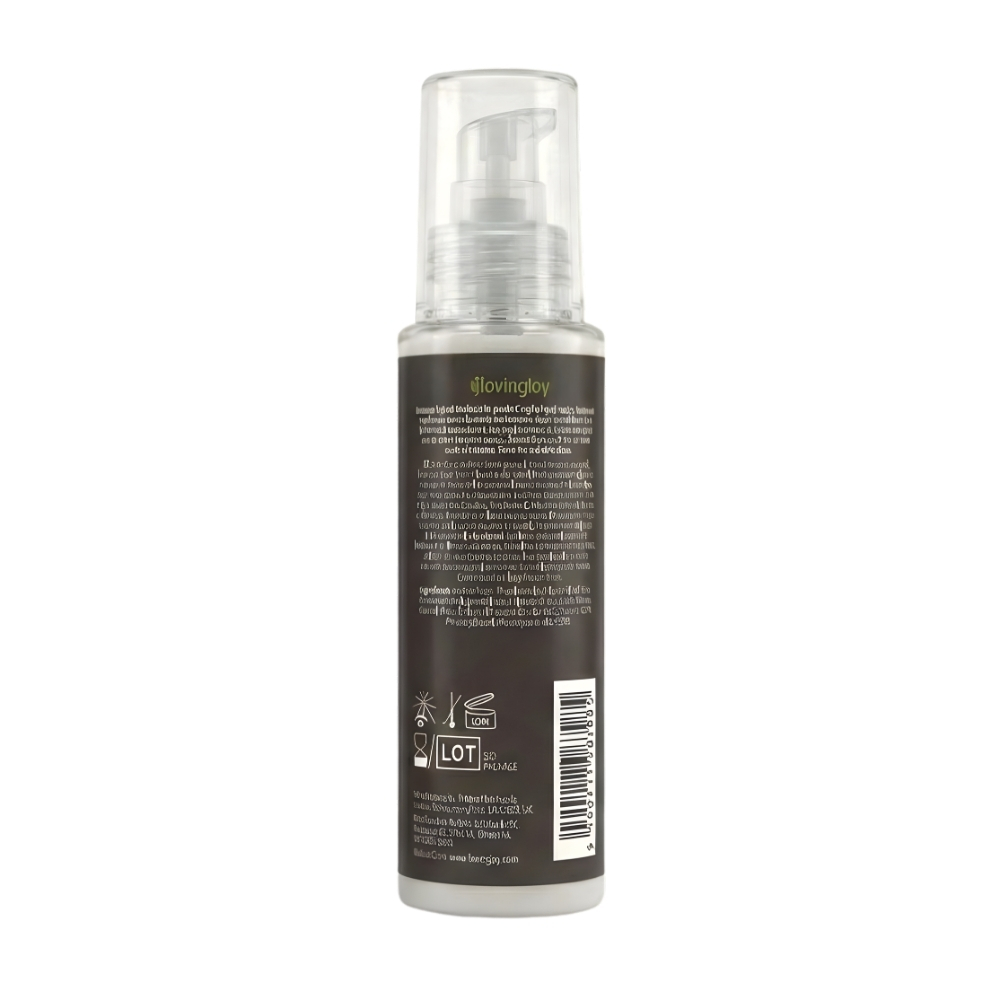 Loving Joy Silk Hybrid Lubricant 100ml, shown from the back