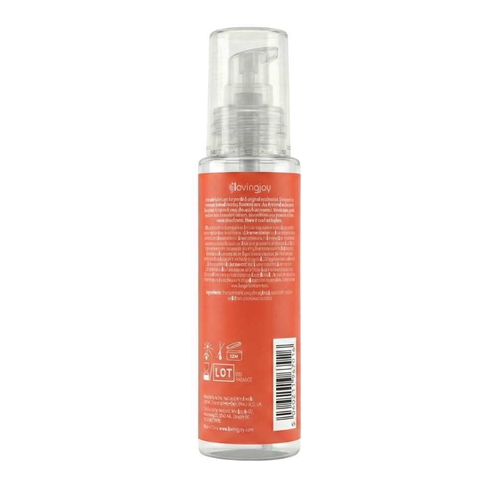 Loving Joy Strawberry Flavoured Lubricant 100ml, shown from the back