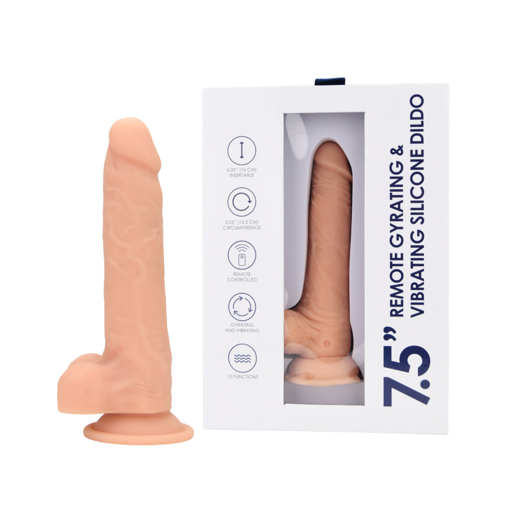 Loving Joy 7.5" Remote Gyrating & Vibrating Silicone Dildo, in silicone