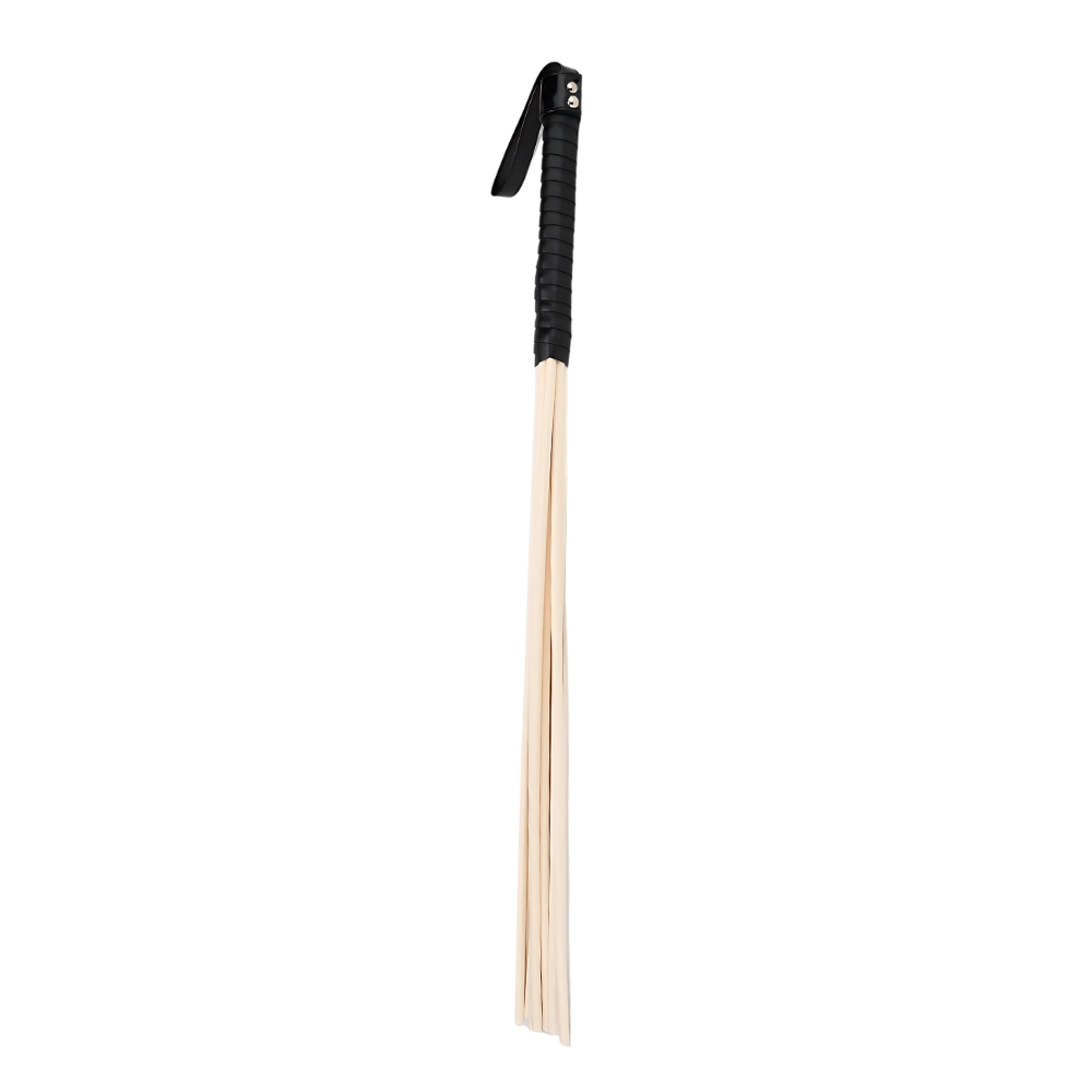 Bound to Please Multi-Strand Spanking Cane, Bundle of eight natural rattan canes wrapped together with a PU-covered handle a…
