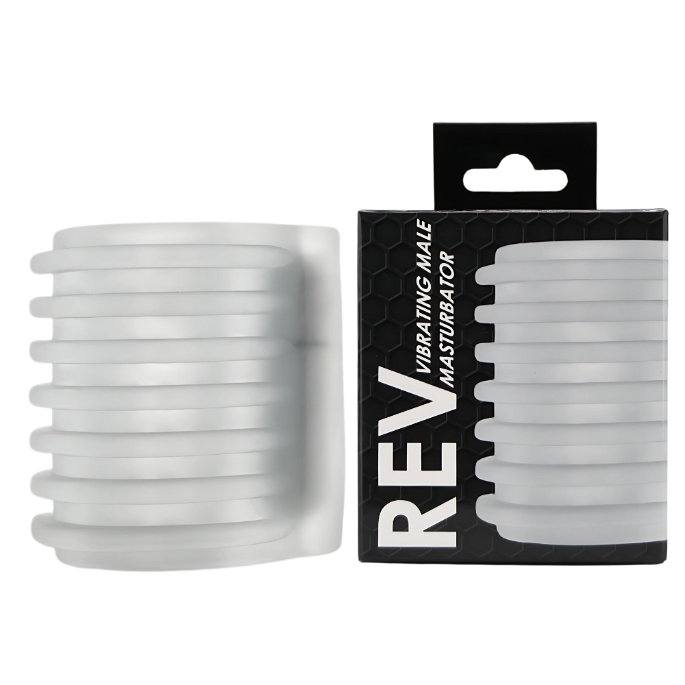 Rev-Sleeves Vibrating Male Masturbator, Textured male masturbator sleeve with a small removable bullet vibrator alongside