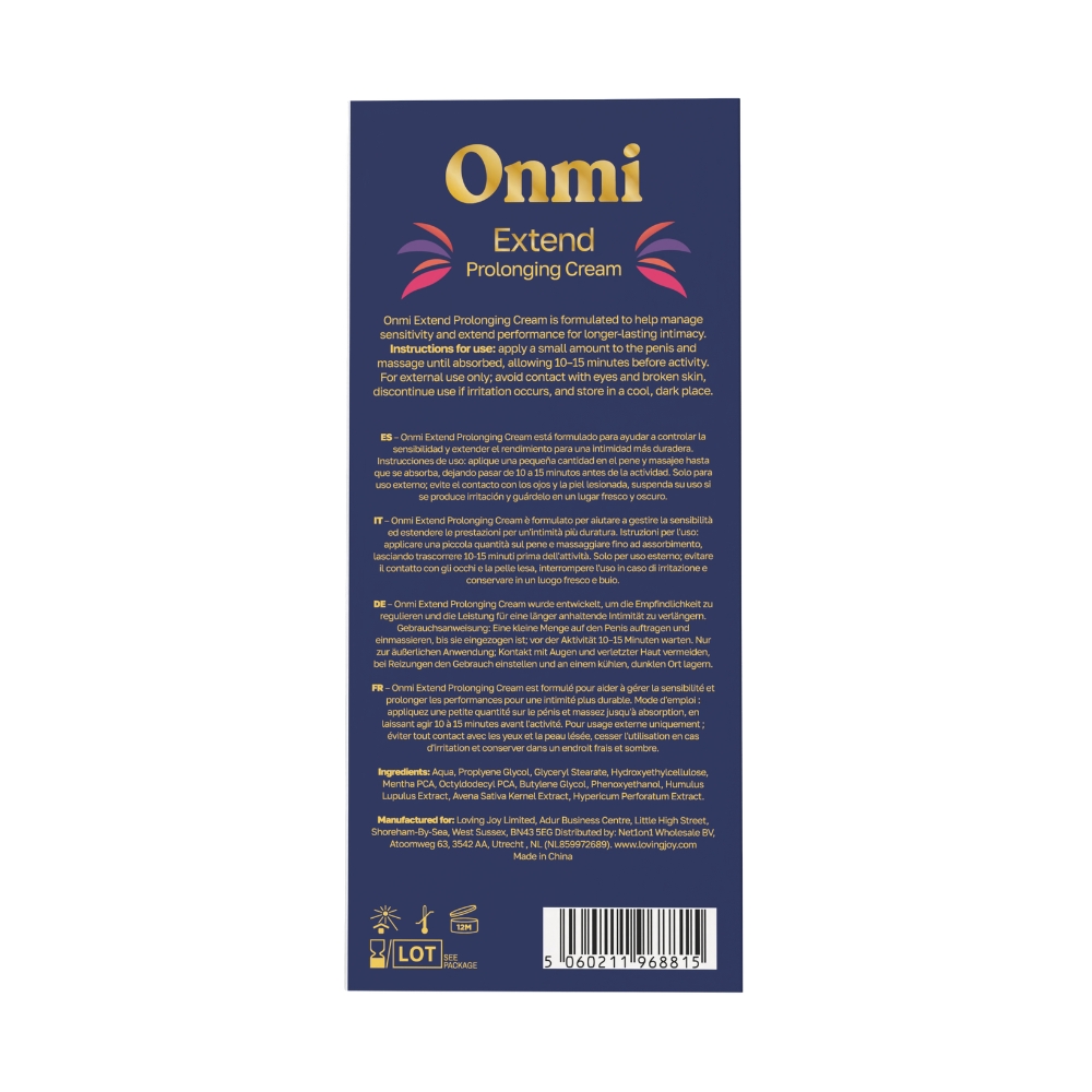 Onmi Extend Prolonging Cream, shown from the side