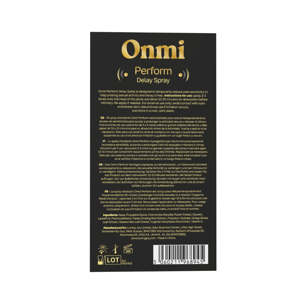 Onmi Perform Delay Spray, shown from the side