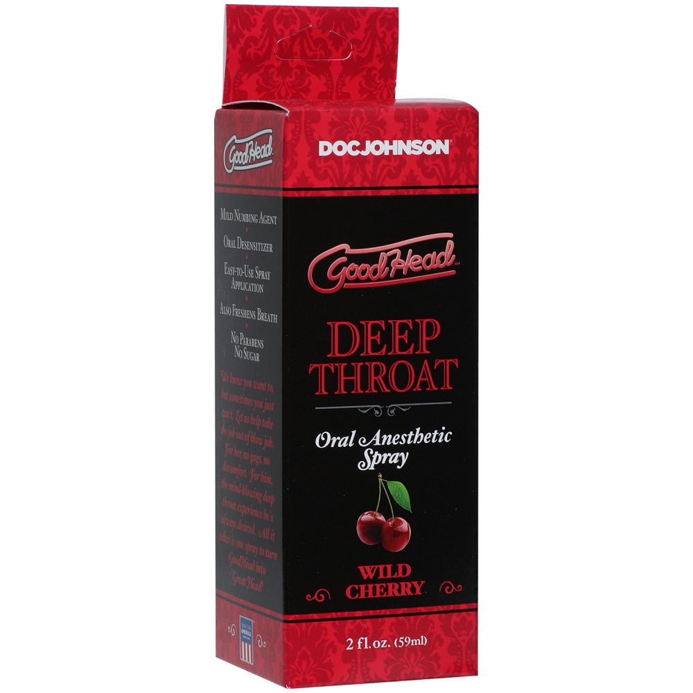 Doc Johnson Good Head Deep Throat Spray Wild Cherry, Small spray bottle of wild cherry flavoured deep throat spray with nozz…