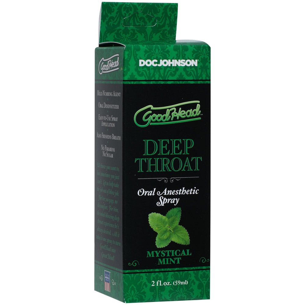 Doc Johnson Good Head Deep Throat Spray Mint, in flavor mystical mint, shown from the back