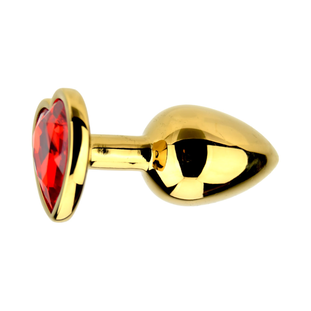 Precious Metals Heart Shaped Butt Plug-Gold, in aluminum alloy material, shown from the back