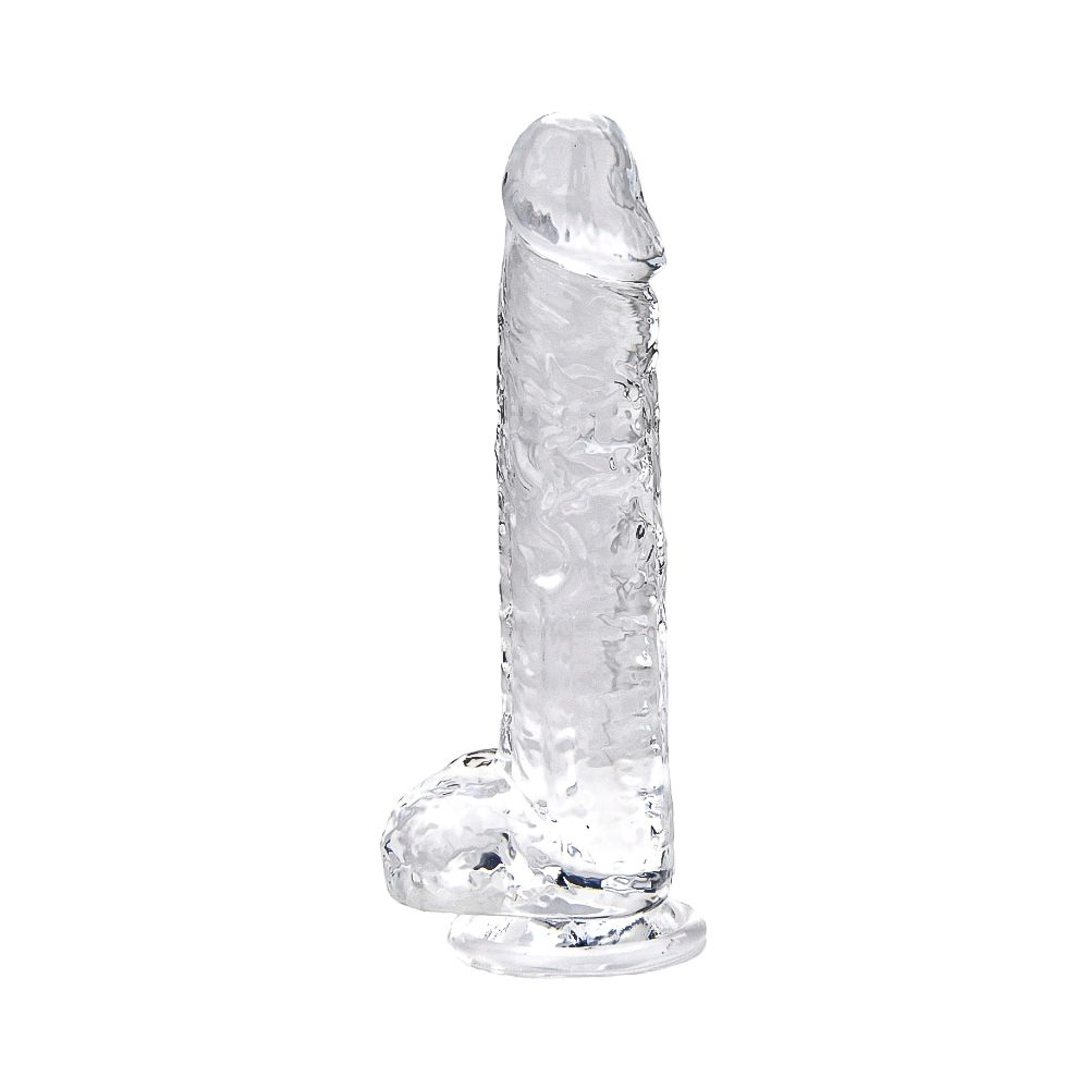 Loving Joy 7 Inch Dildo with Balls Clear, Clear transparent realistic dildo with sculpted head, textured shaft, moulded ball…