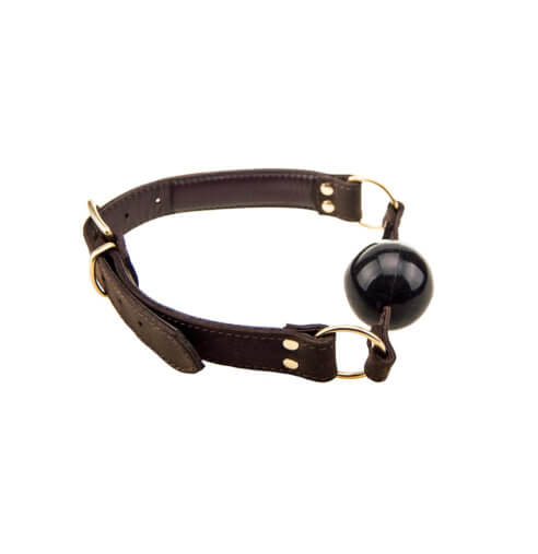 BOUND Nubuck Leather Solid Ball Gag, Padded nubuck leather ball gag with buckle strap, side O-rings and a solid silicone ball