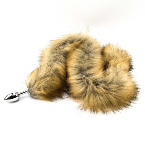 Furry Fantasy Red Fox Tail Butt Plug, in faux fur and aluminium alloy