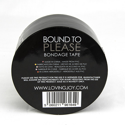 Bound to Please Bondage Tape Black, in pvc, shown from the back