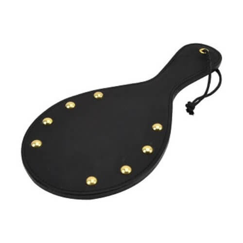 Bound Noir Nubuck Leather Paddle with Brass Stud Detail, in leather