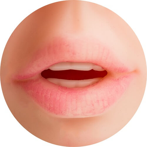 Loving Joy Real Feel Blow Job Stroker, in tpe, shown from the side