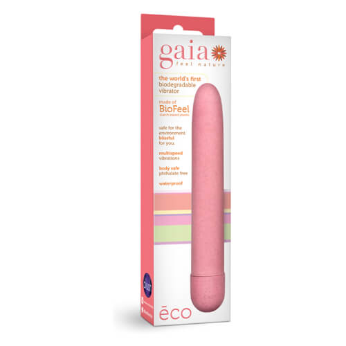 Gaia Biodegradable Eco Vibrator Pink, in pla, shown from the side