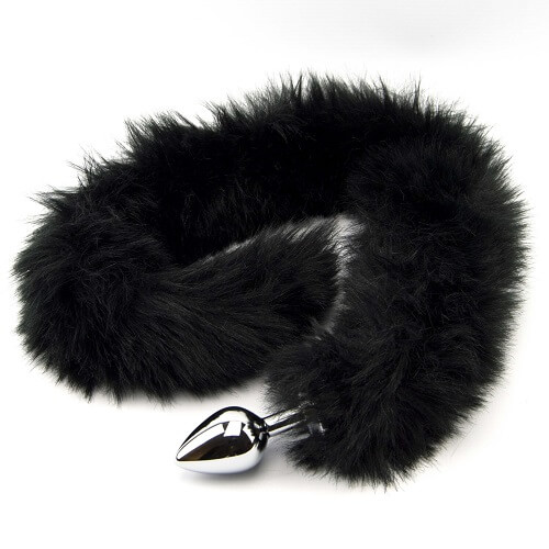 Furry Fantasy Black Panther Tail Butt Plug, shown from the back