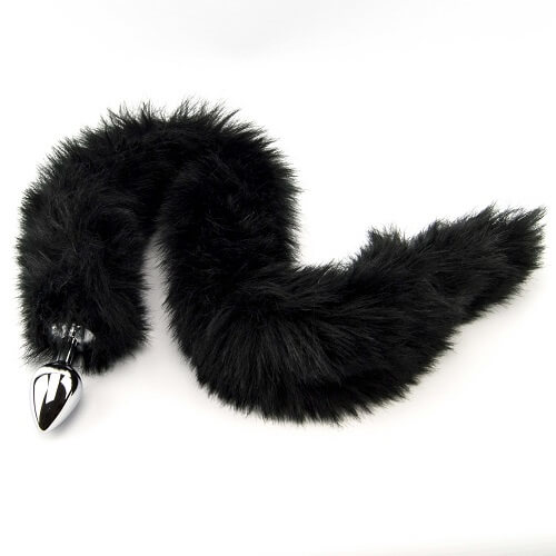 Furry Fantasy Black Panther Tail Butt Plug, shown from the side
