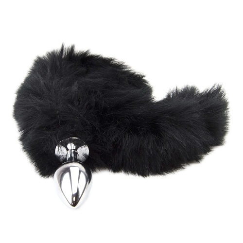 Furry Fantasy Black Panther Tail Butt Plug, close-up detail