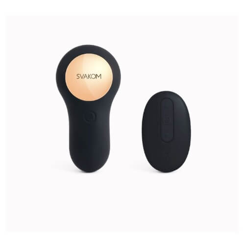 Svakom Vick Remote Control Prostate Massager, in silicone/abs, shown from the side
