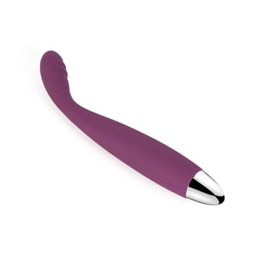 Svakom Cici Flexible Head Vibrator Violet, Slim violet vibrator with a flexible bending head and smooth tapered body, shown…
