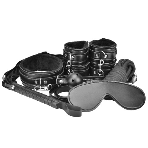 Loving Joy Beginner's Bondage Kit Black (8 Piece), in pu