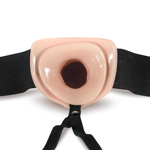 Unisex Hollow Strap-On 6 Inch Vanilla, in pvc / elastic, close-up detail
