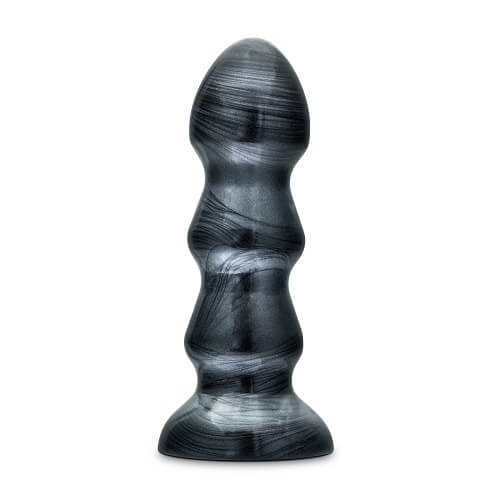 Jet Black Jack Large Ribbed Butt Plug 7 Inch, in pvc