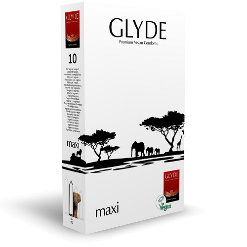 Glyde Ultra Maxi Vegan Condoms 10 Pack, in natural rubber latex