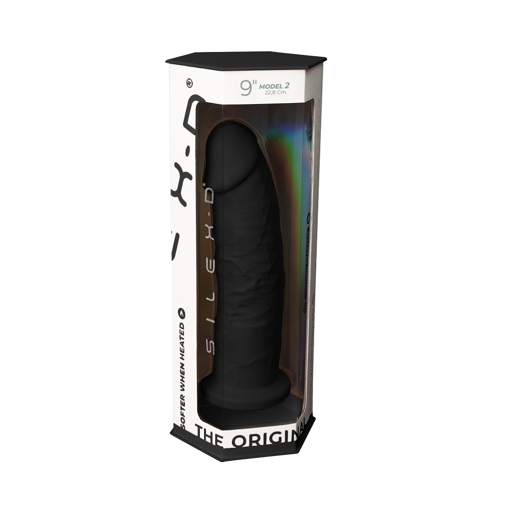 SilexD 9 inch Realistic Girthy Silicone Dual Density Dildo with Suction Cup Black, Black realistic dildo with a girthy shaft…
